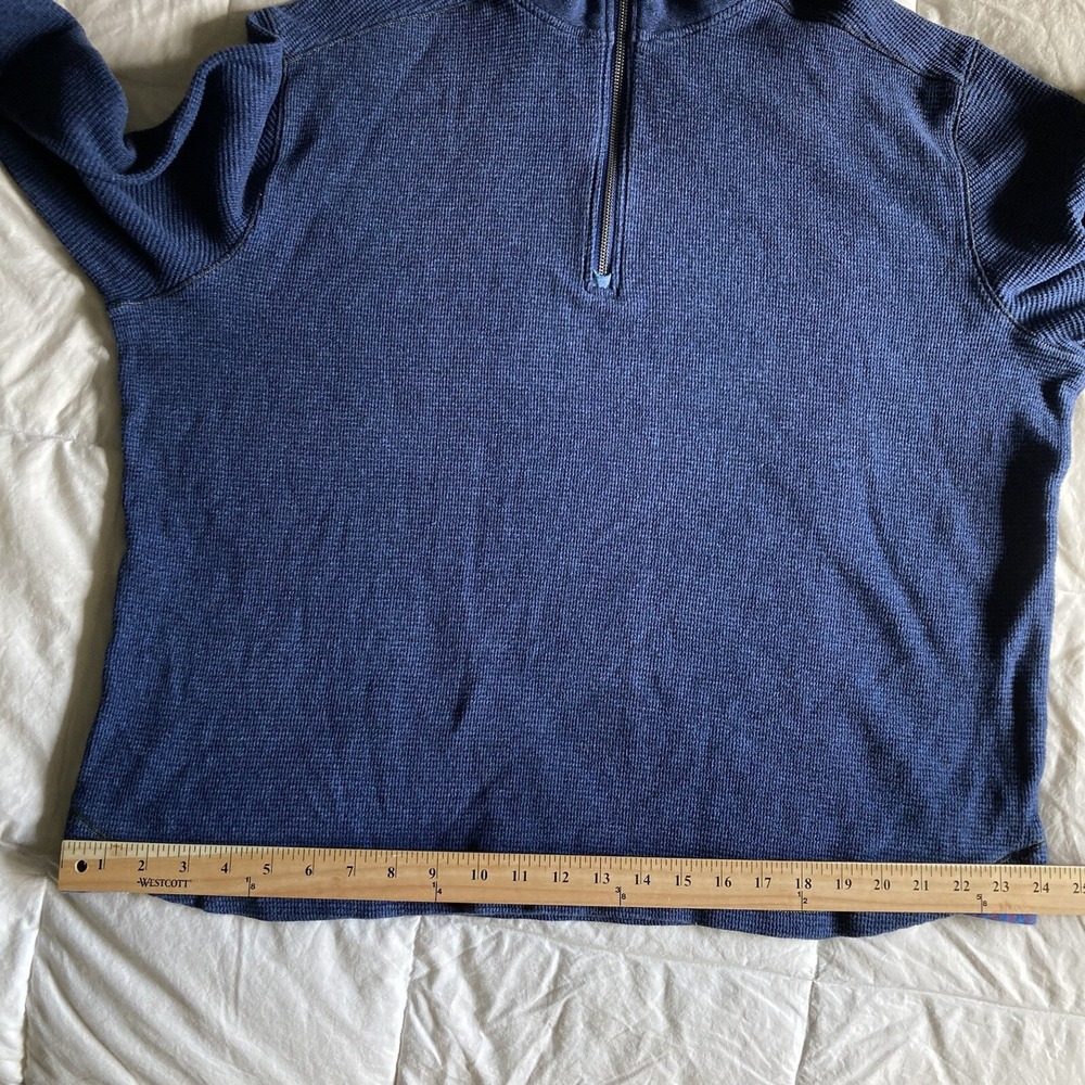 Robert Graham Mens 2XL Thermal Waffle Long Sleeve 1/4Zip Pullover Sweater Blue - Picture 15 of 16